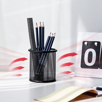 得力(deli)金屬網(wǎng)紋圓形筆筒  9172