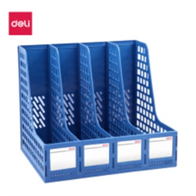 文件管理 得力(deli)4聯(lián)鏤空桌面文件框 辦公室桌面多層資料架子 四欄帶標(biāo)簽穩(wěn)固文件架