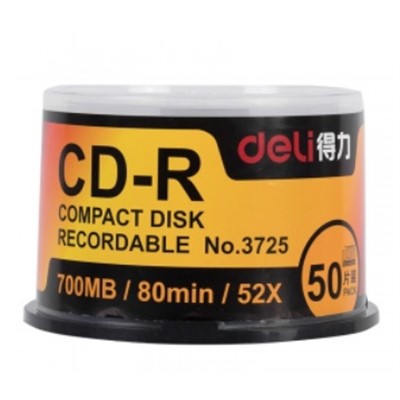 光盤庫 得力(deli) CD光盤 空白刻錄 CD-R刻錄盤 50片 CD-R【700MB 52倍速】