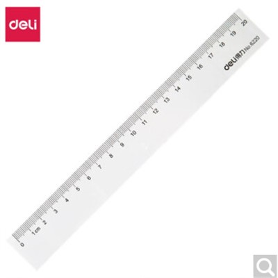得力/deli DL-025 直尺 辦公用直尺塑膠測量長度作圖數(shù)學(xué)工程間尺刻度線 塑料直尺 20cm