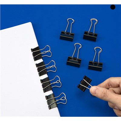 得力 DL-00158 文件夾 黑色長尾夾子 15mm筒/60只
